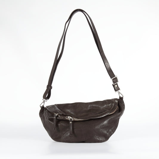 Dago leather crossbody bag in dark brown