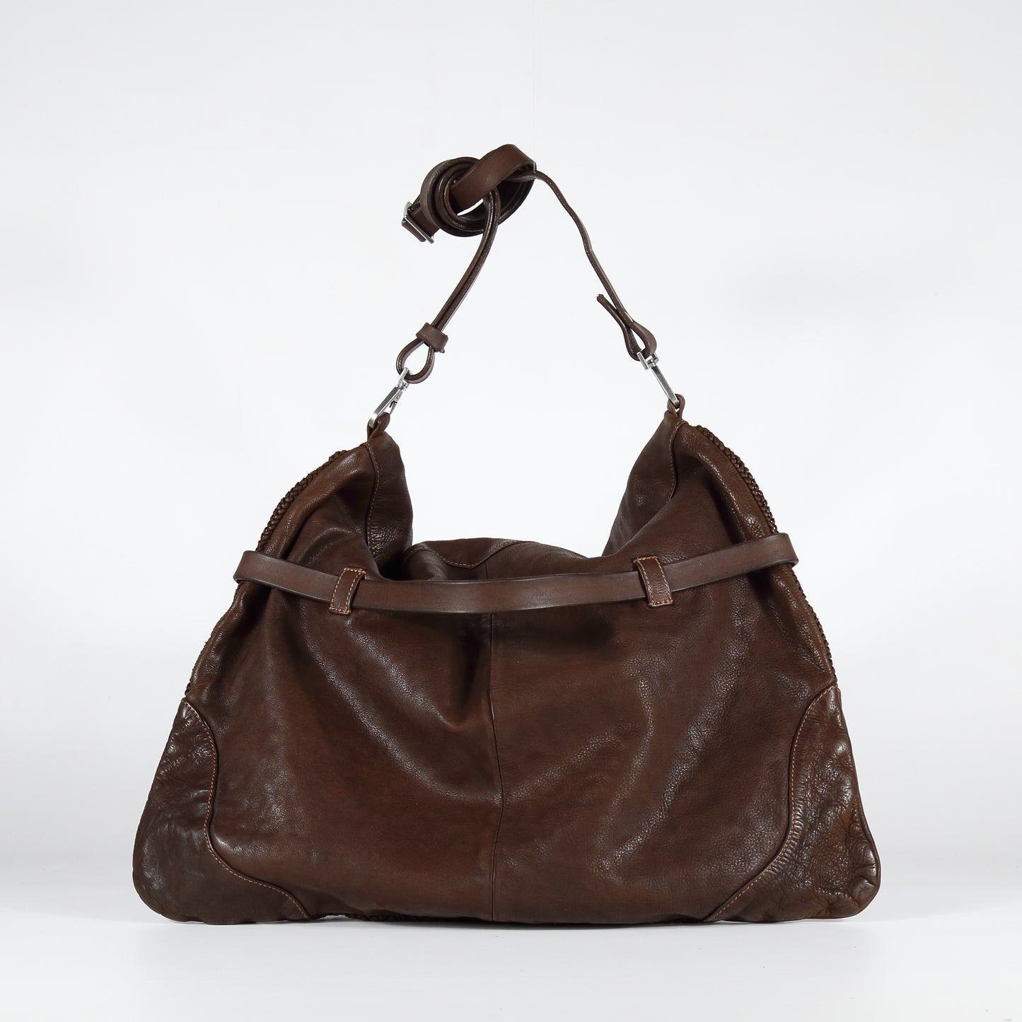 Borsa monospalla Verdiana in pelle colore castagna