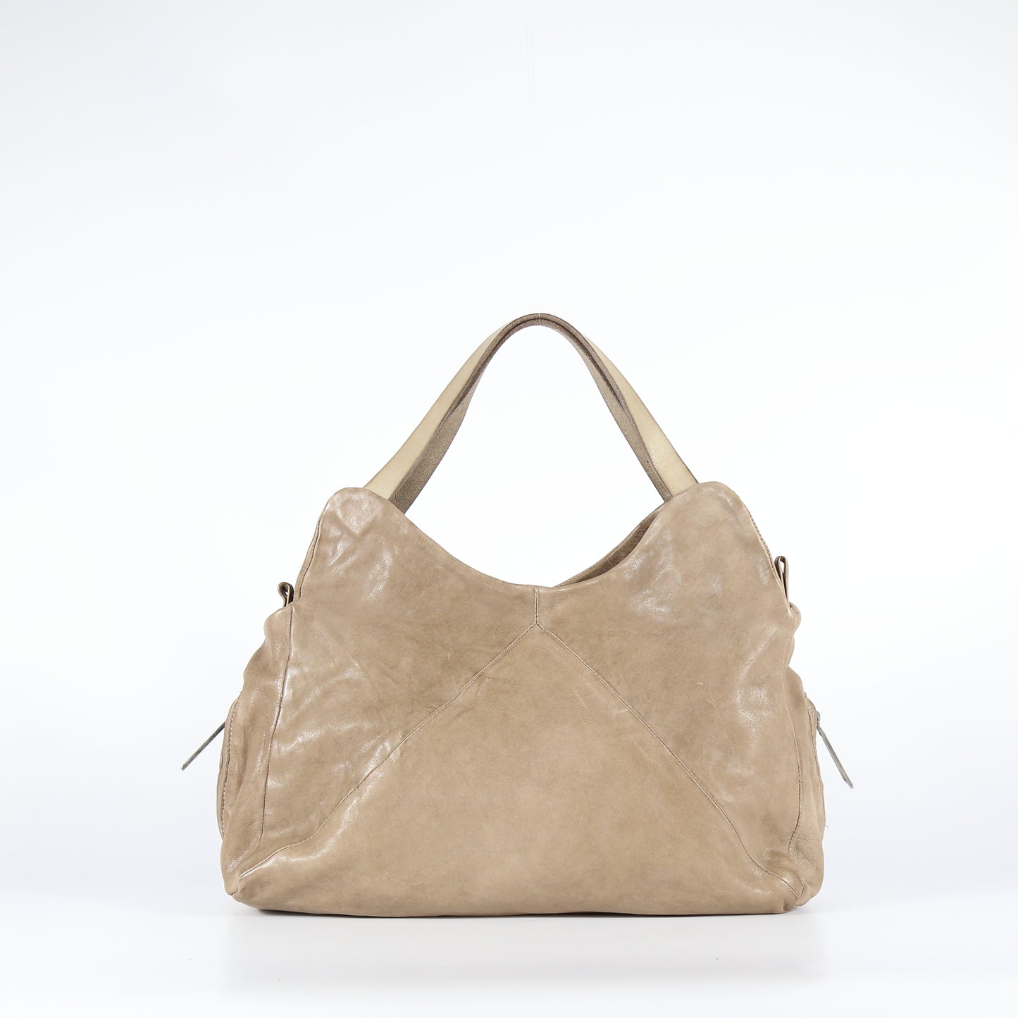 Clotilde leather shopper bag in stone