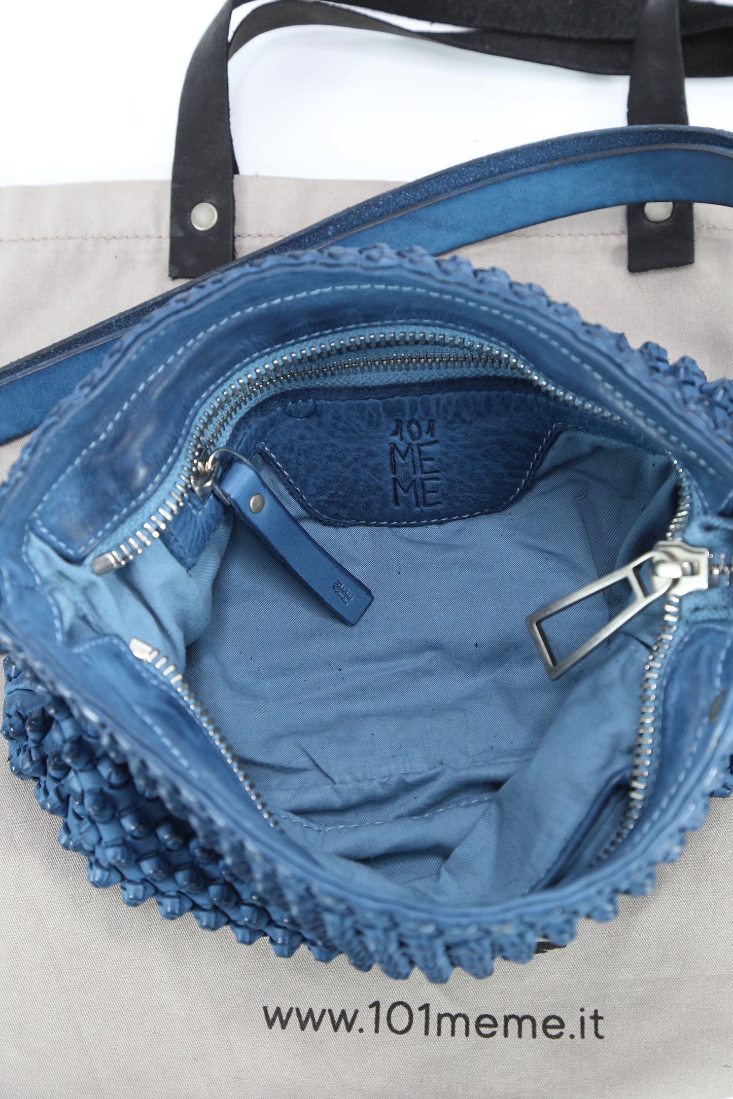 Tracolla Diletta stud 2s in pelle colore mare