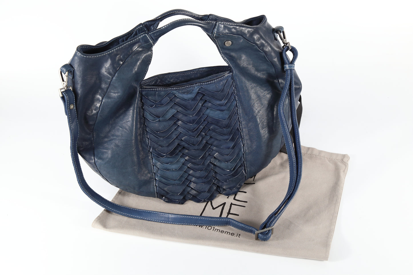 shopper Susanna manis in pelle colore mare