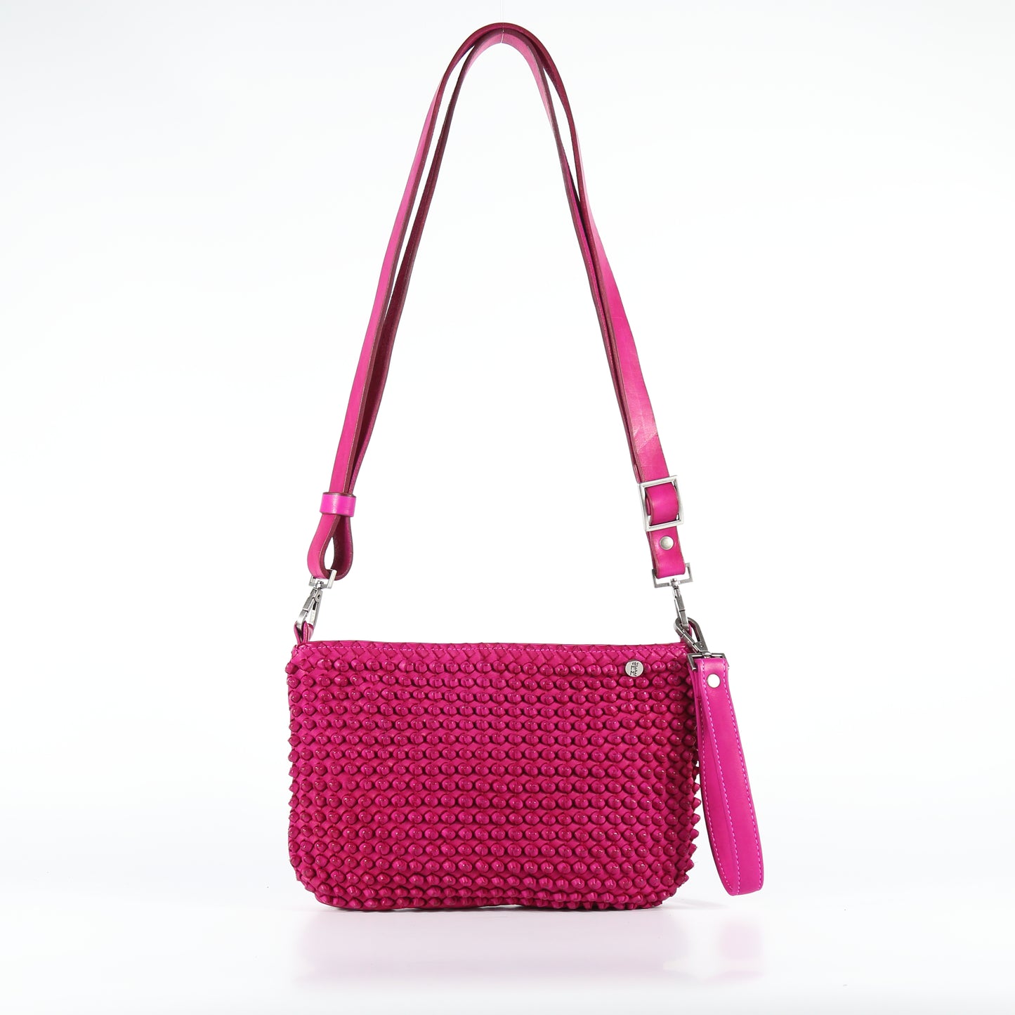 Diletta Stud shoulder bag in fuchsia leather