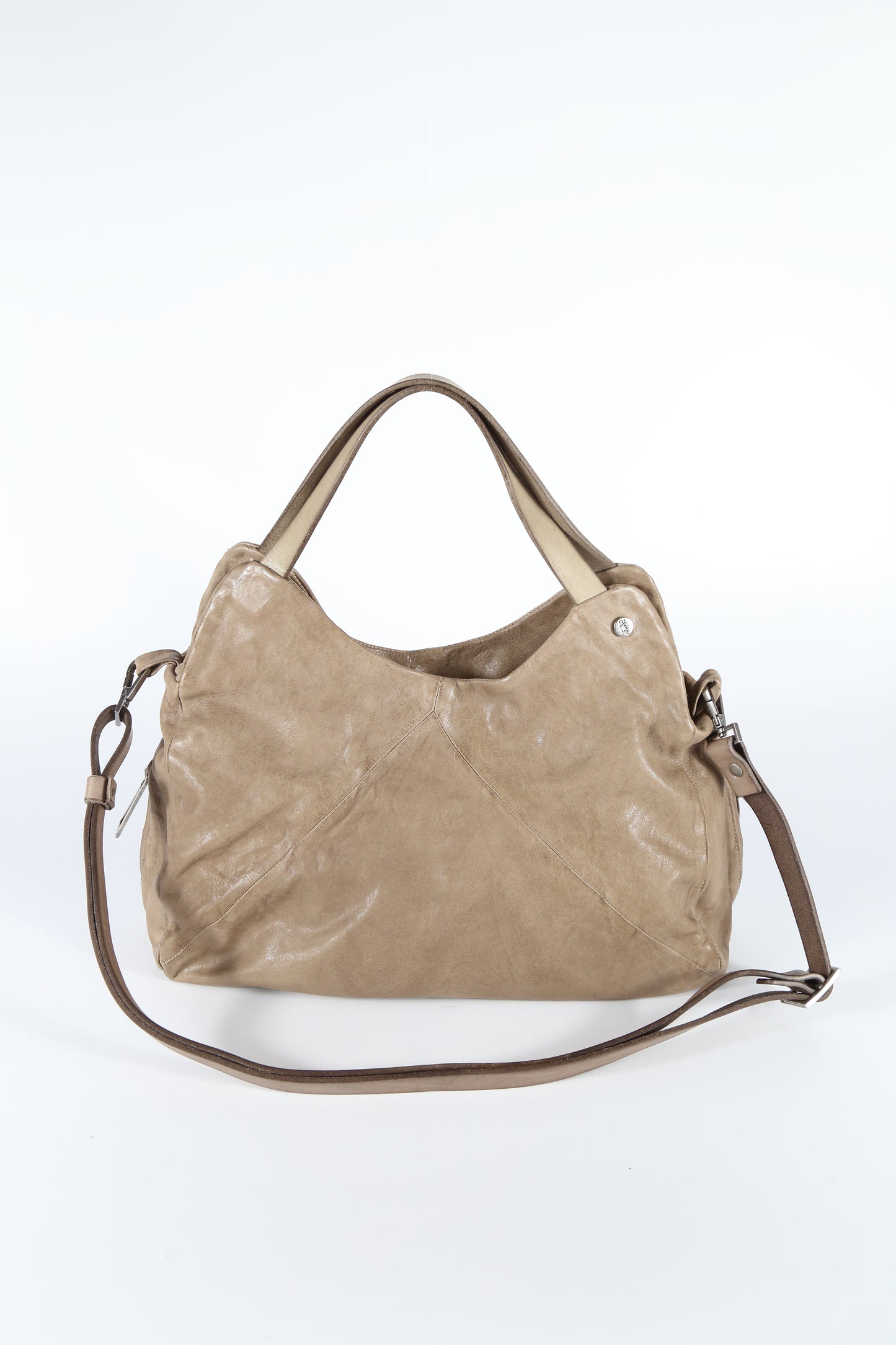 Clotilde leather shopper bag in stone