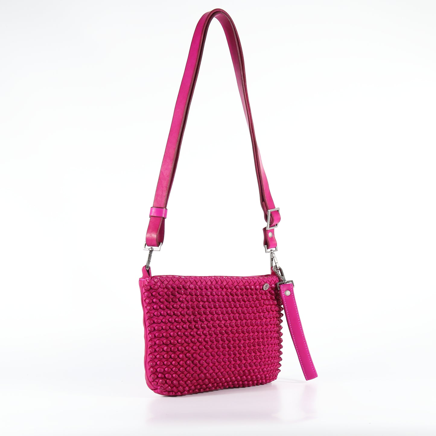 Diletta Stud shoulder bag in fuchsia leather