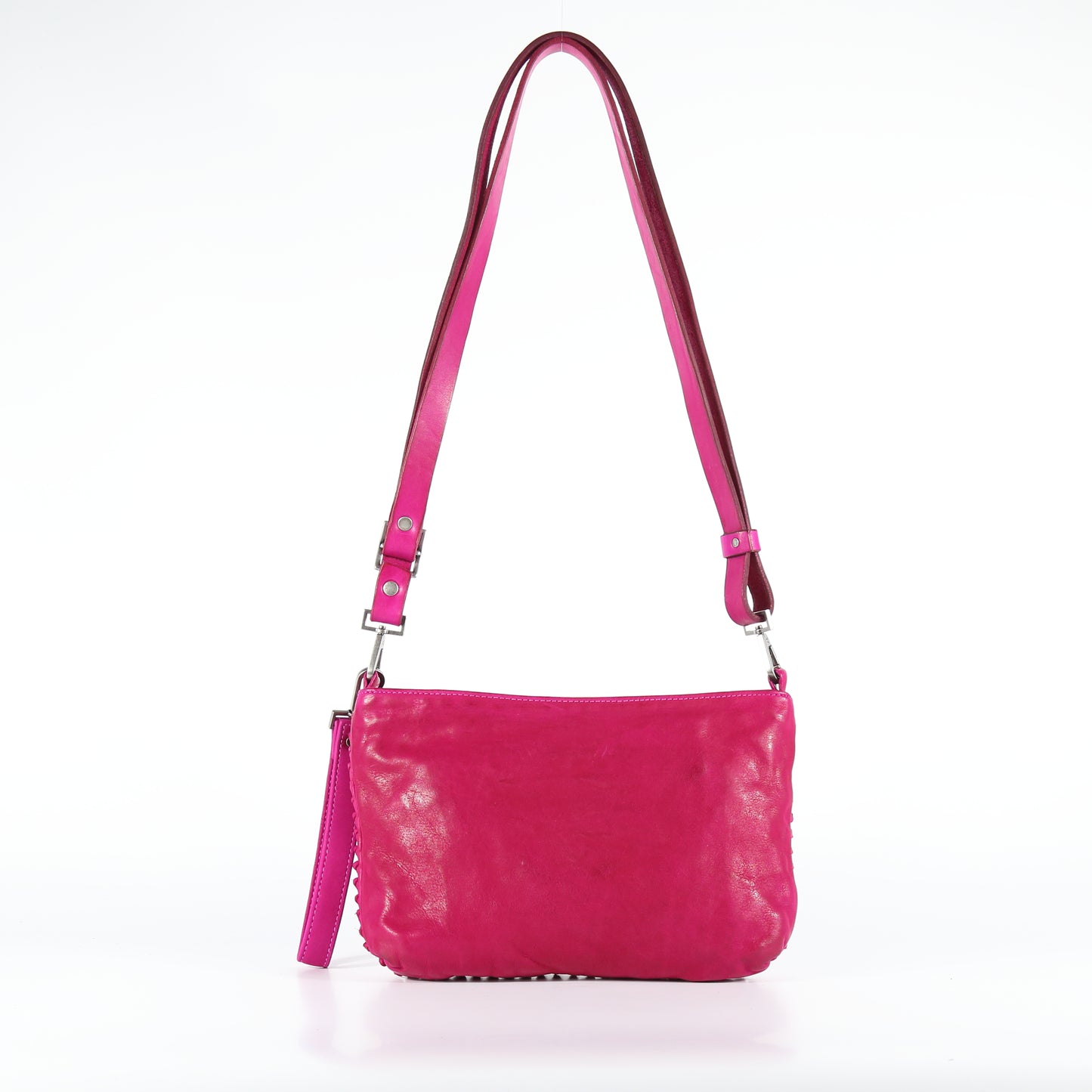 Diletta Stud shoulder bag in fuchsia leather