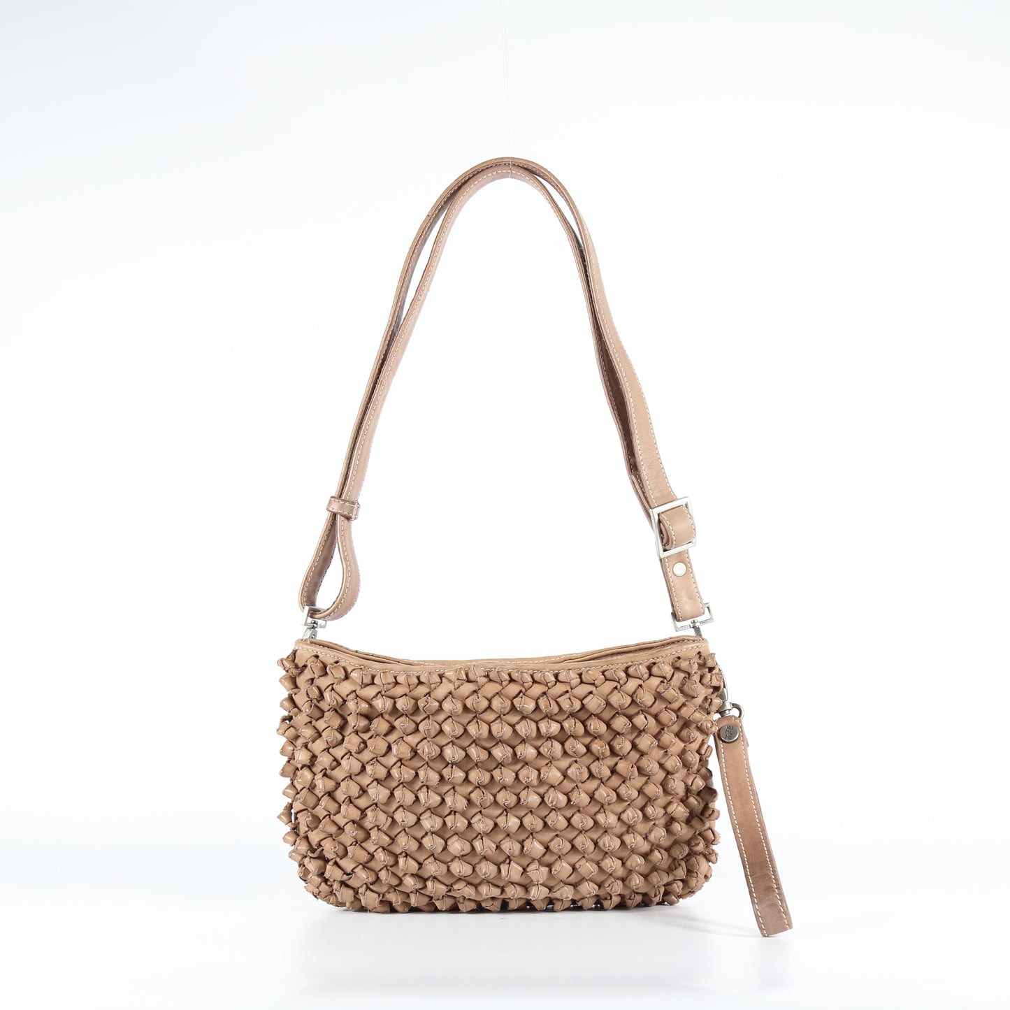 Tracolla Diletta nodi in pelle beige nude