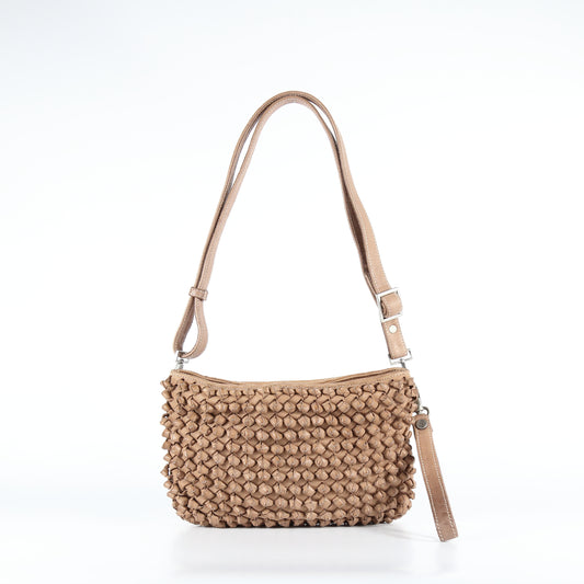 Tracolla Diletta nodi in pelle beige nude