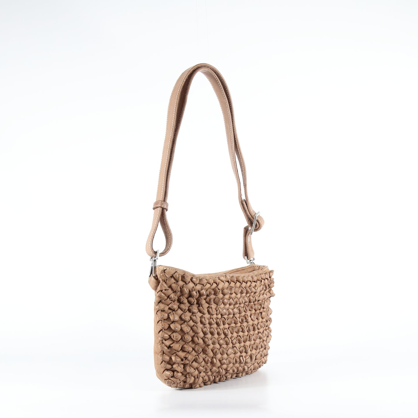 Tracolla Diletta nodi in pelle beige nude