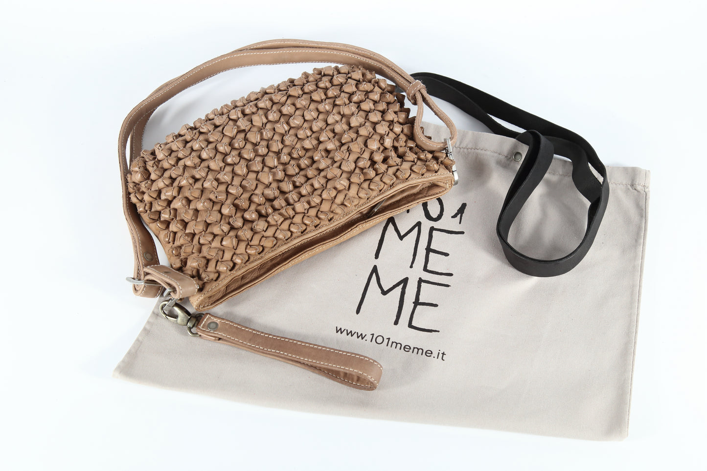 Tracolla Diletta nodi in pelle beige nude