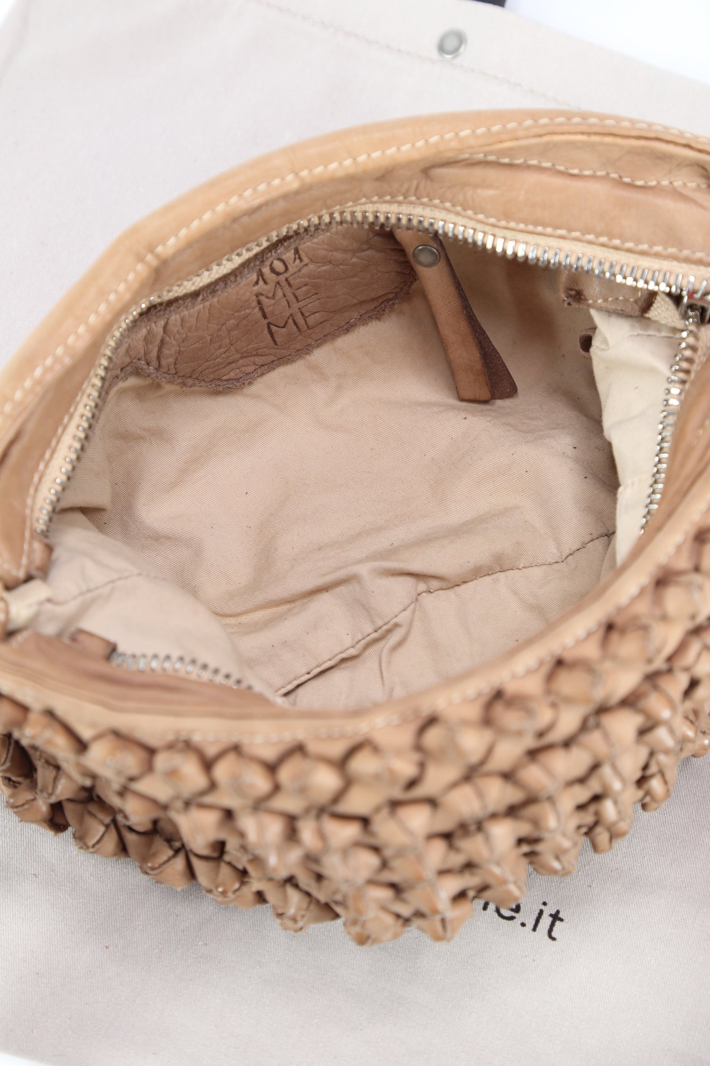 Tracolla Diletta nodi in pelle beige nude