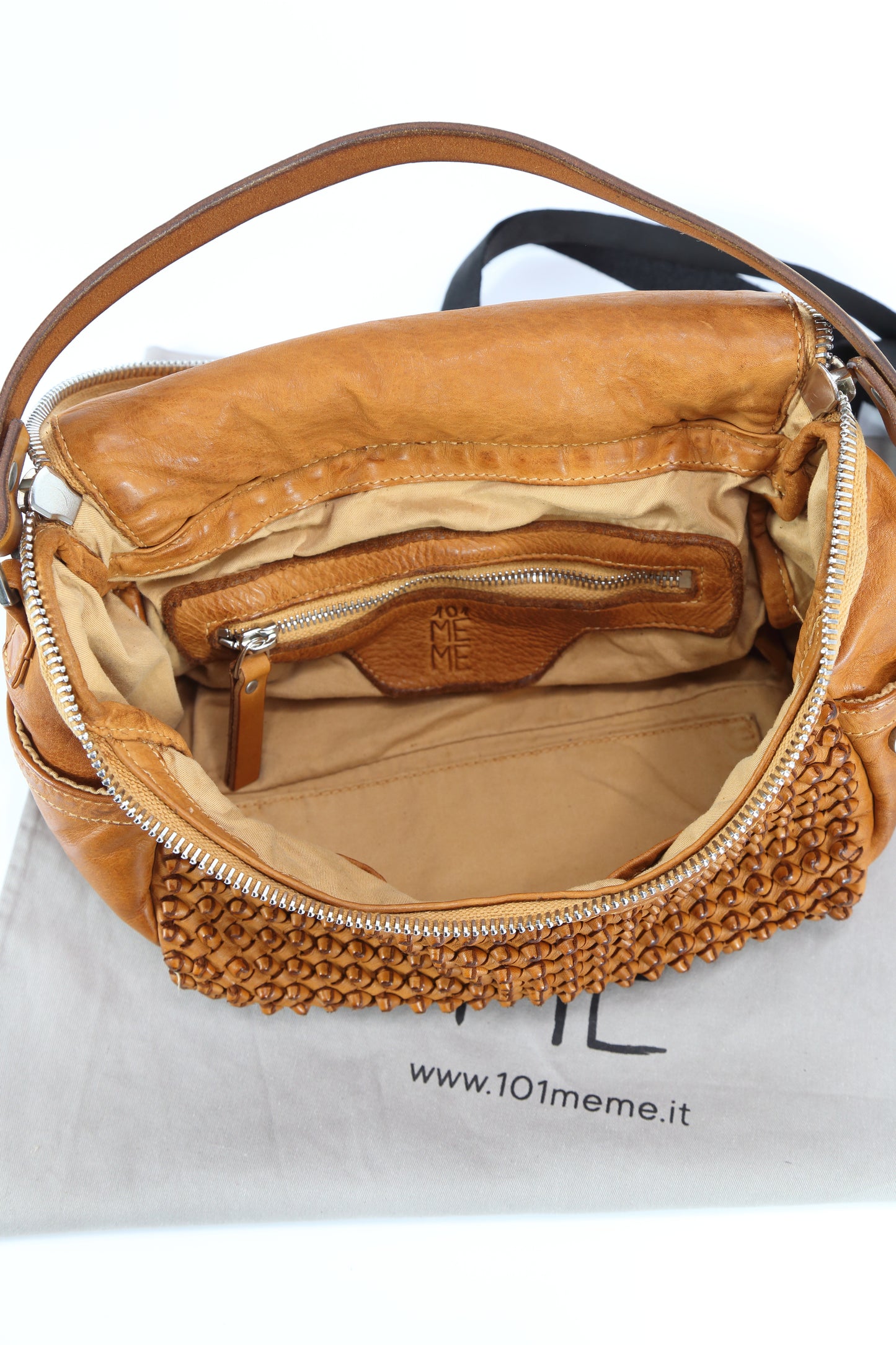 Priscilla Stud bowler bag in wheat-colored leather