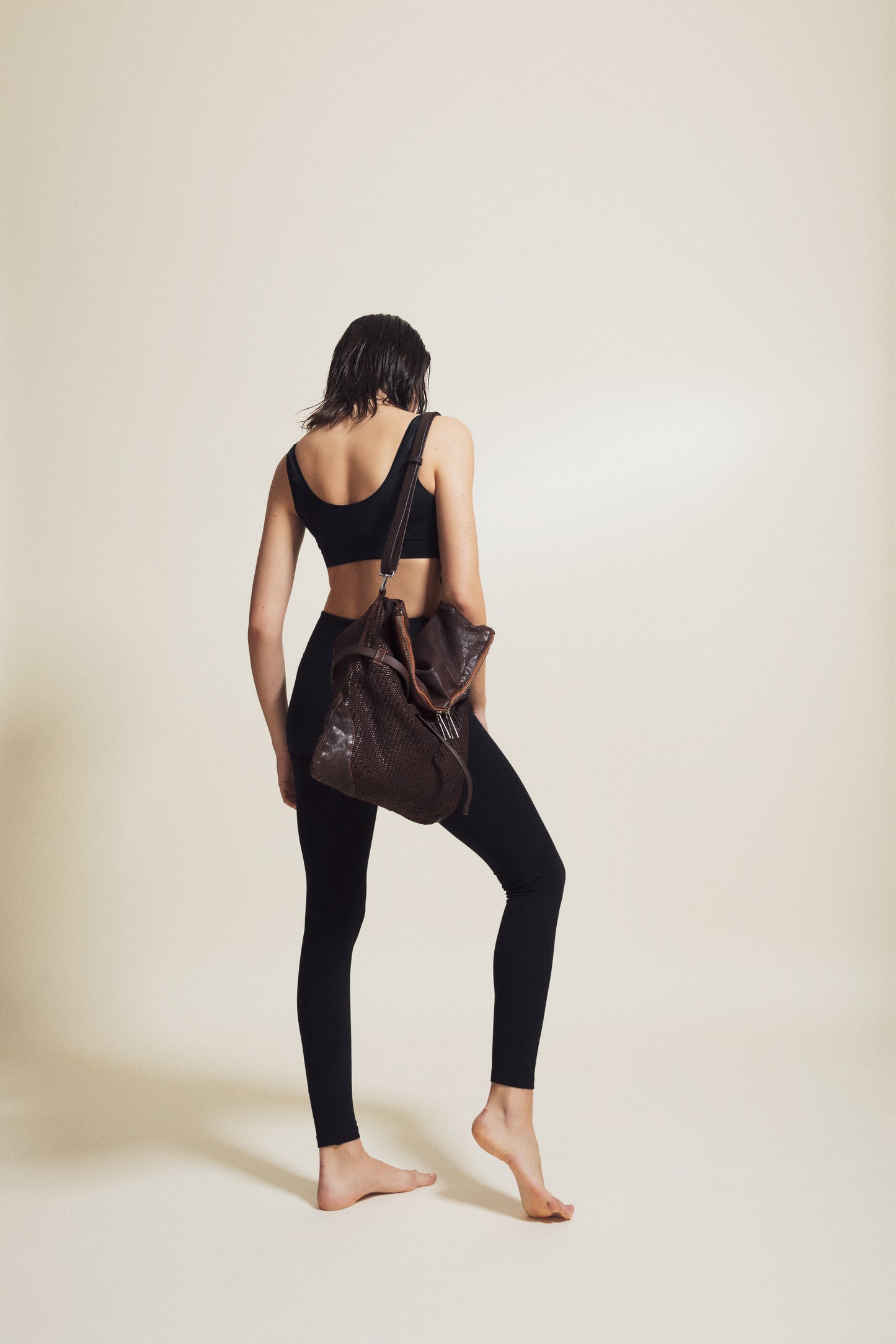 Verdiana one-shoulder bag in terracotta-colored leather